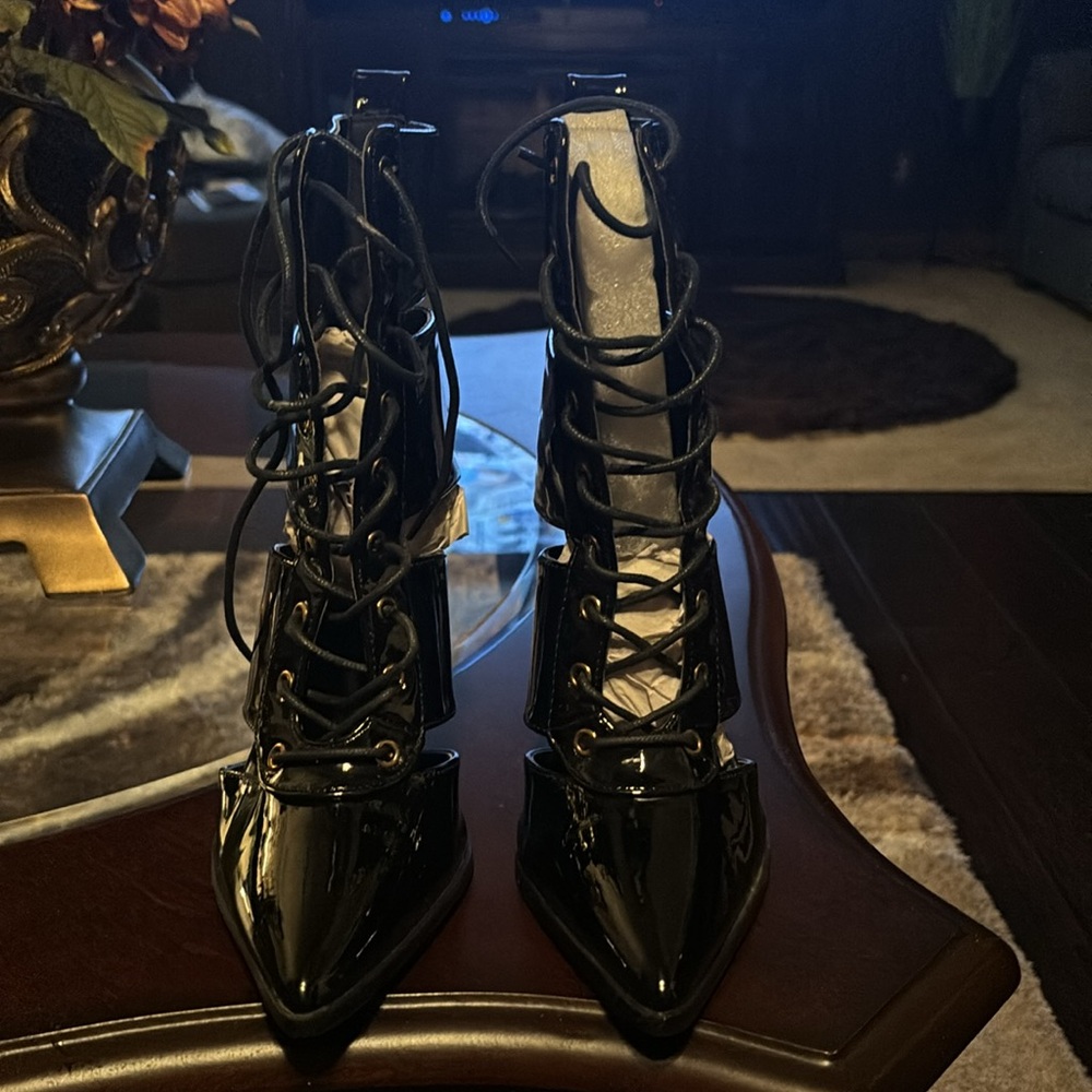 Faux Leather Heel Boot